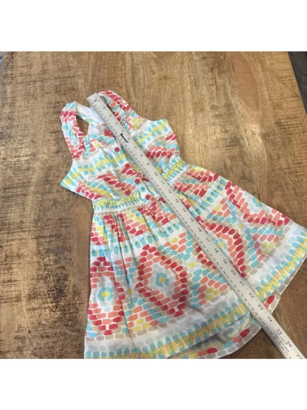 Gymboree Dress Girl 5 Pink Orange Green Blue Dots Striped dress SUMMER Lined